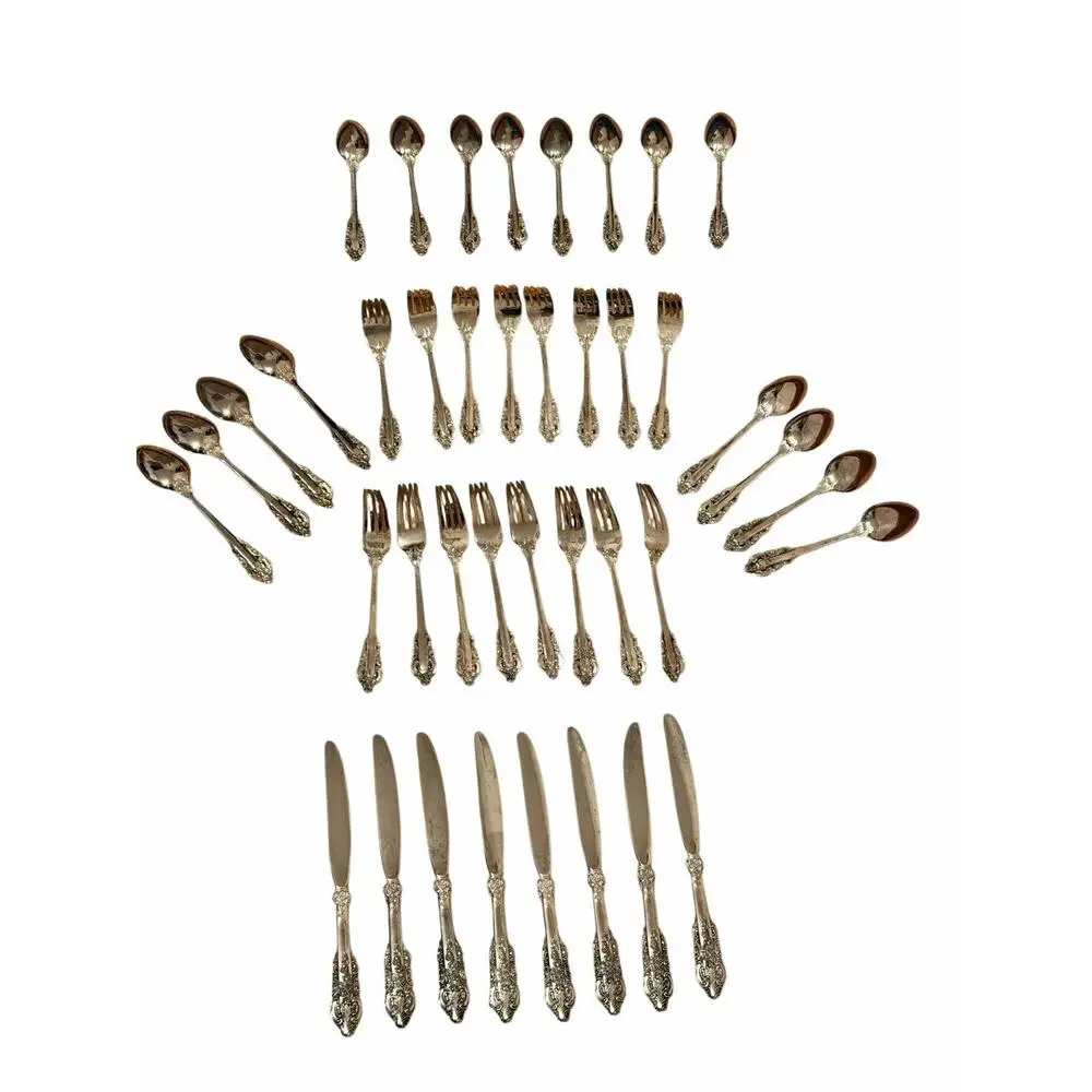 VINTAGE BAROQUE BY GODINGER Silver Plated 40 Piece Flatware Set Service For 8